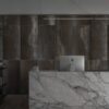 Corten steel-effect porcelain tile Tau Corten A, rust brown – view 2 Corten steel-effect porcelain mosaic tile Tau Corten A, 30x30 cm, rust brown – 2