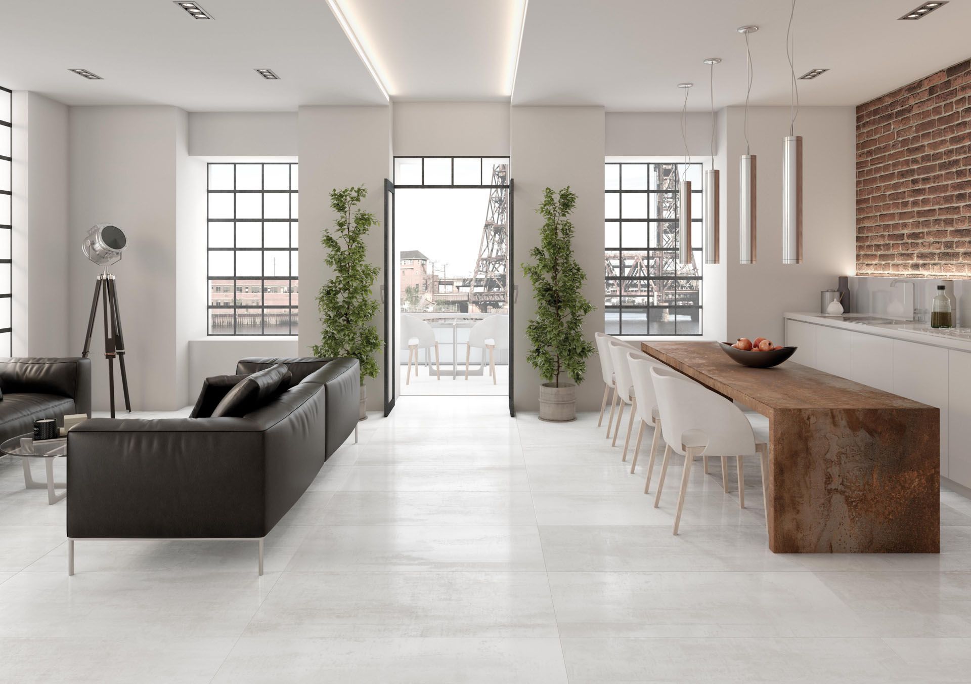 Corten steel-effect porcelain mosaic tile Tau Corten Blanco, 30x30 cm, white – 3
