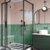 Shower enclosure Hietakari Bläk 896 New York, Mocha frame, reeded glass