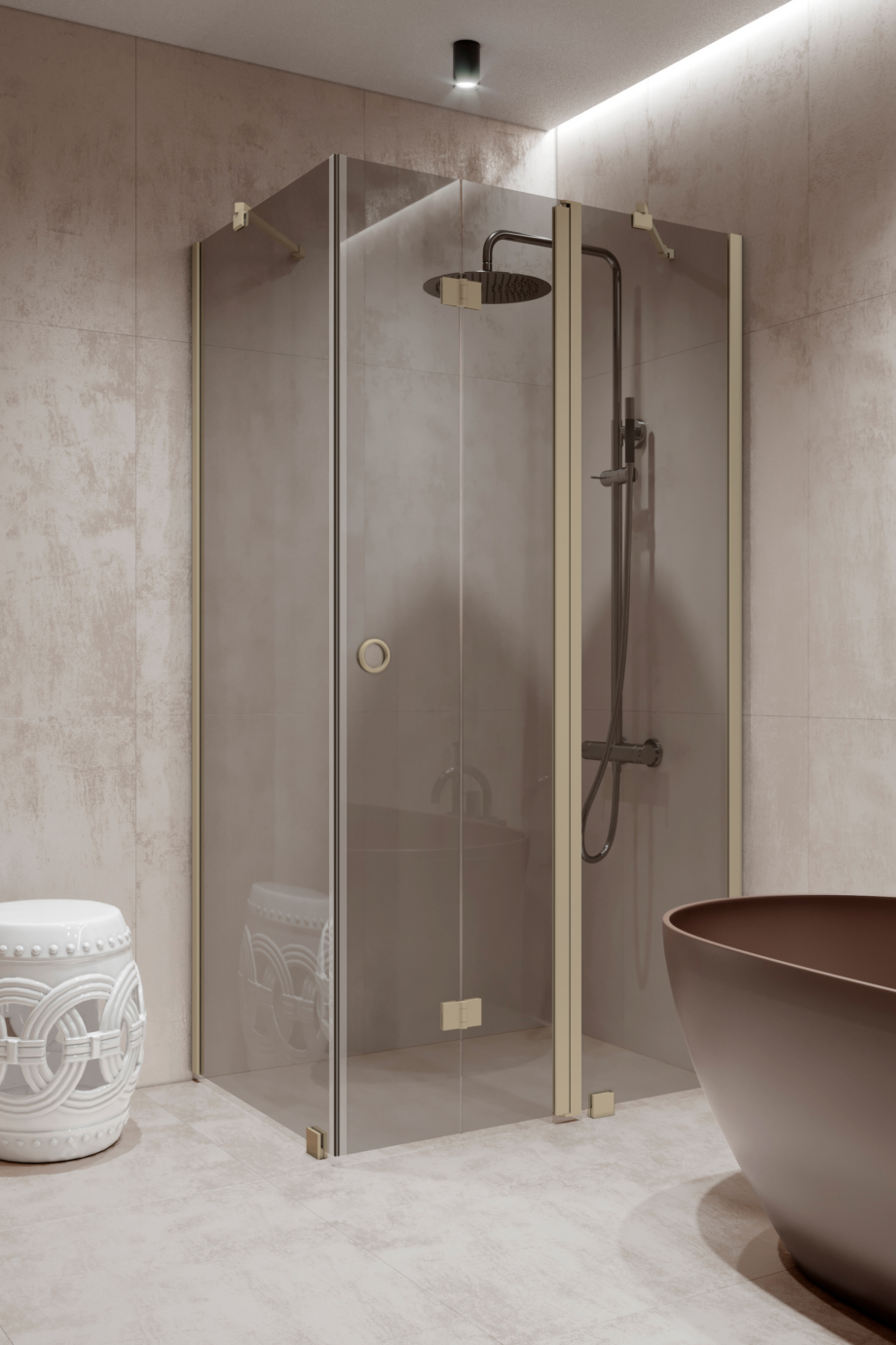 Shower enclosure Hietakari Forma 371, Sand frame, grey tinted glass Shower enclosure Hietakari Forma 371, Sand frame, grey tinted glass