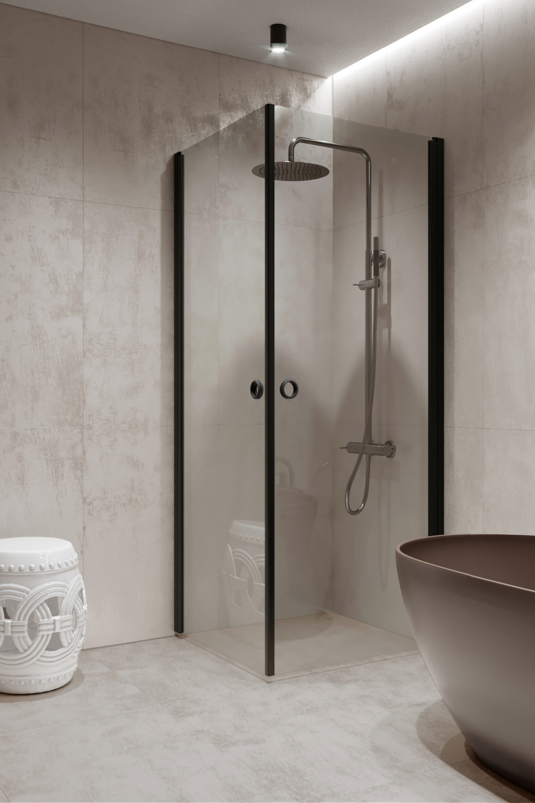 Shower enclosure Hietakari Forma 372, black frame, clear glass Shower enclosure Hietakari Forma 372, black frame, clear glass