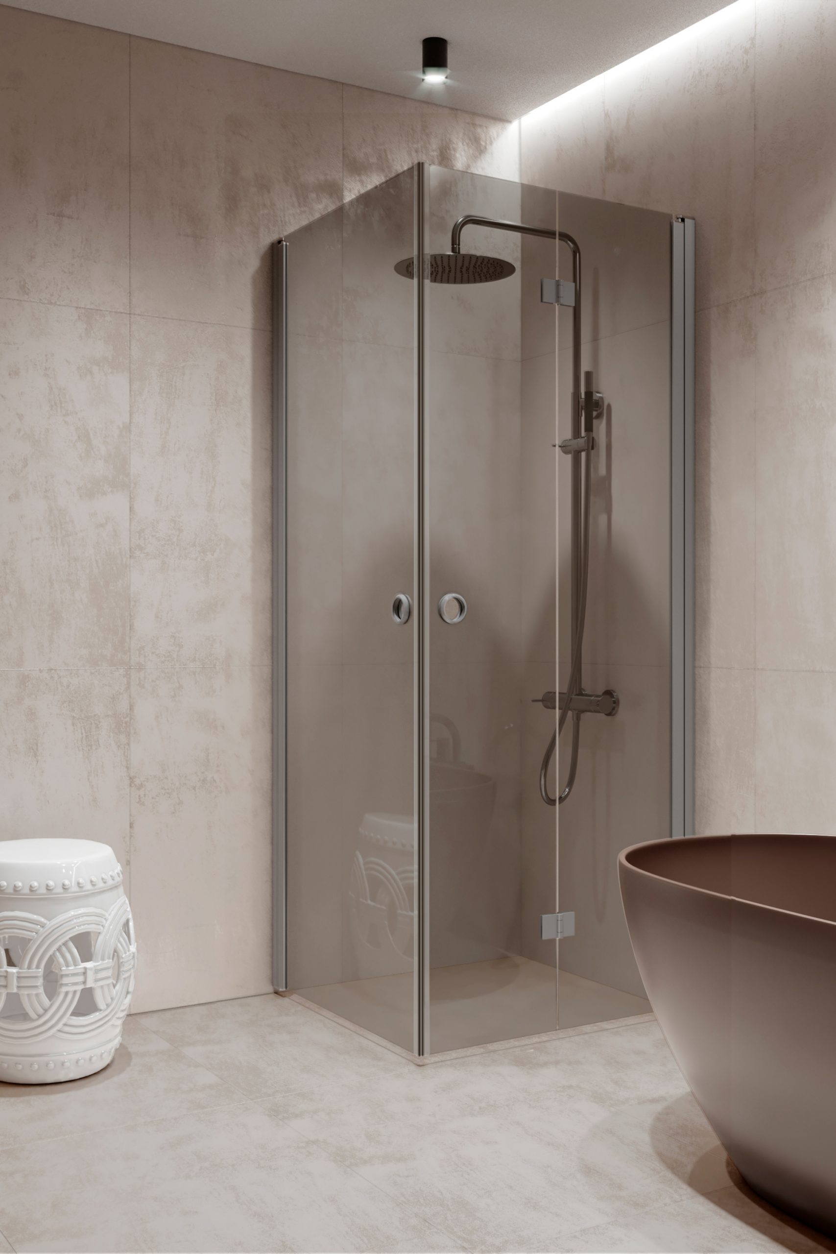 Shower enclosure Hietakari Forma 373, aluminium frame, grey tinted glass Shower enclosure Hietakari Forma 373, aluminium frame, grey tinted glass