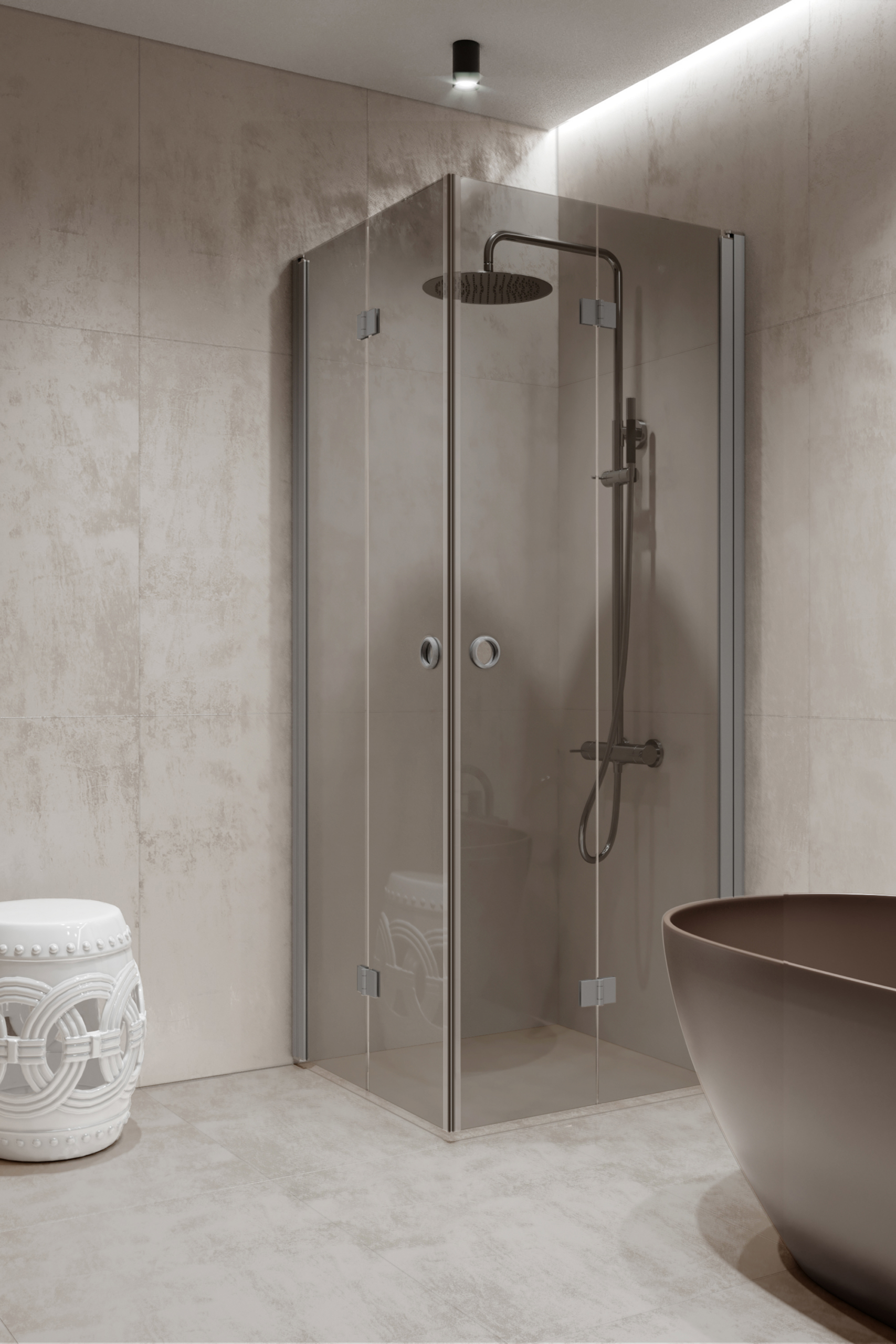 Shower enclosure Hietakari Forma 376, aluminium frame, grey tinted glass Shower enclosure Hietakari Forma 376, aluminium frame, grey tinted glass