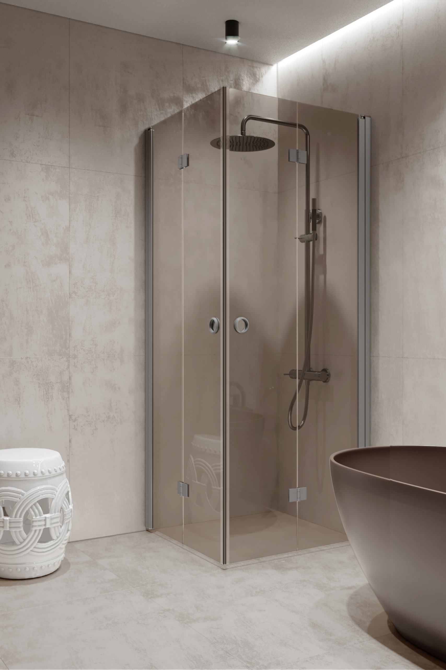 Shower enclosure Hietakari Forma 376, aluminium frame, bronze tinted glass Shower enclosure Hietakari Forma 376, aluminium frame, bronze tinted glass
