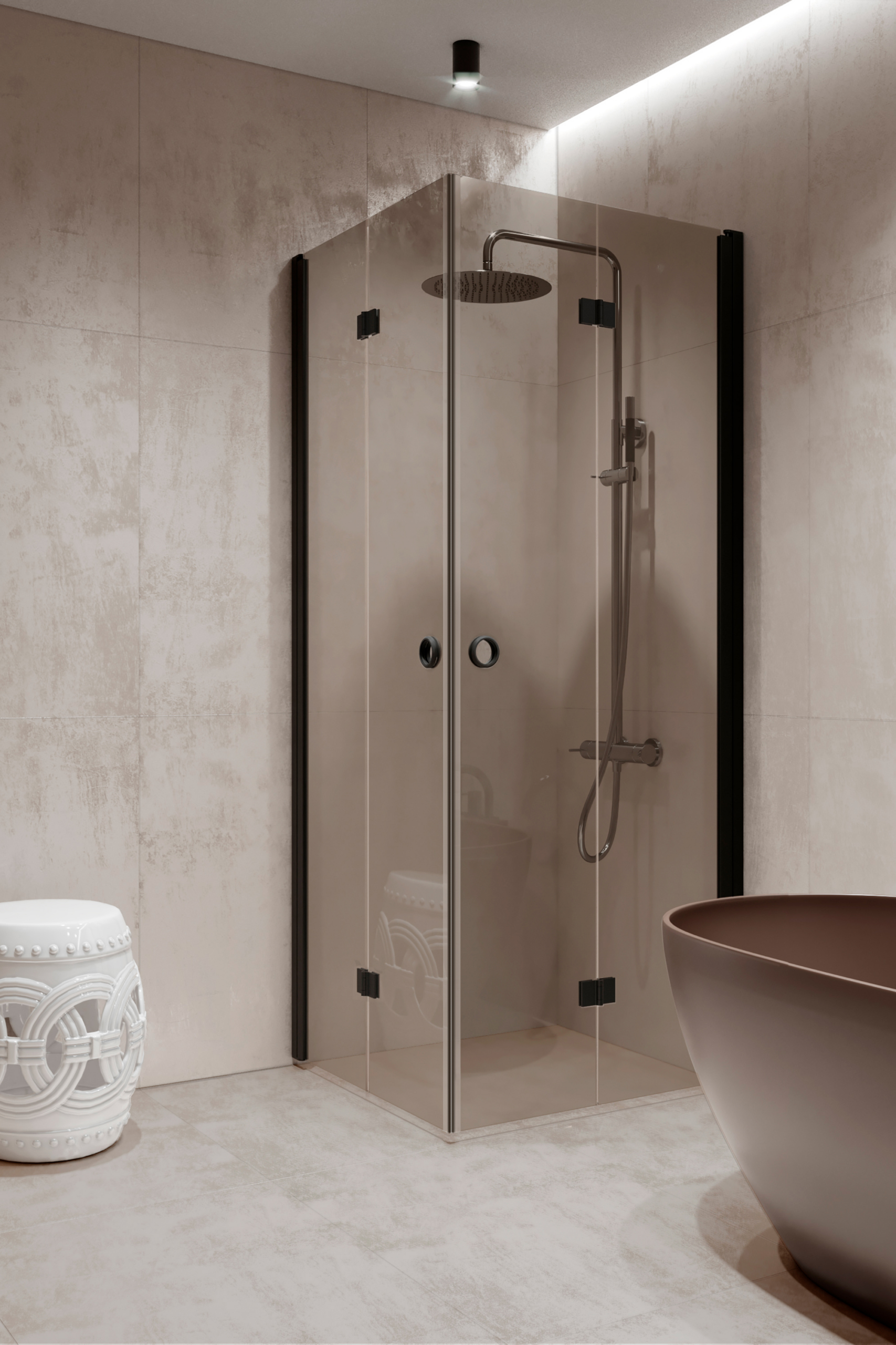 Shower enclosure Hietakari Forma 376, black frame, bronze tinted glass Shower enclosure Hietakari Forma 376, black frame, bronze tinted glass