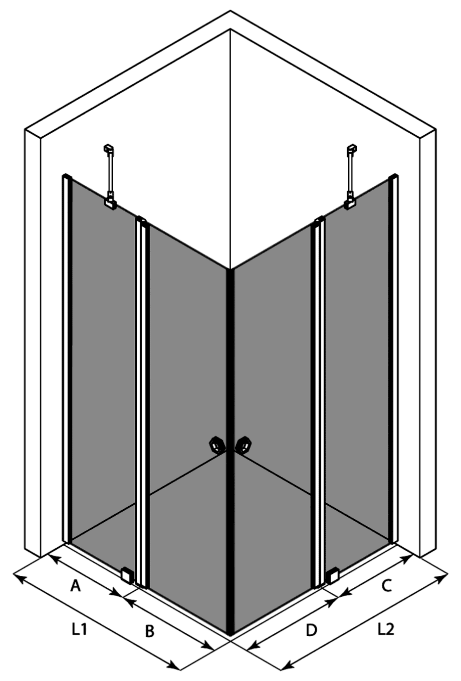 Shower enclosure Hietakari Forma 379, hinged door with fixed part + hinged door with fixed part – 3