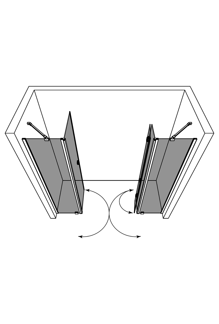 Alcove shower screen Hietakari Forma 329, hinged door with fixed part + folding door with fixed part – 4
