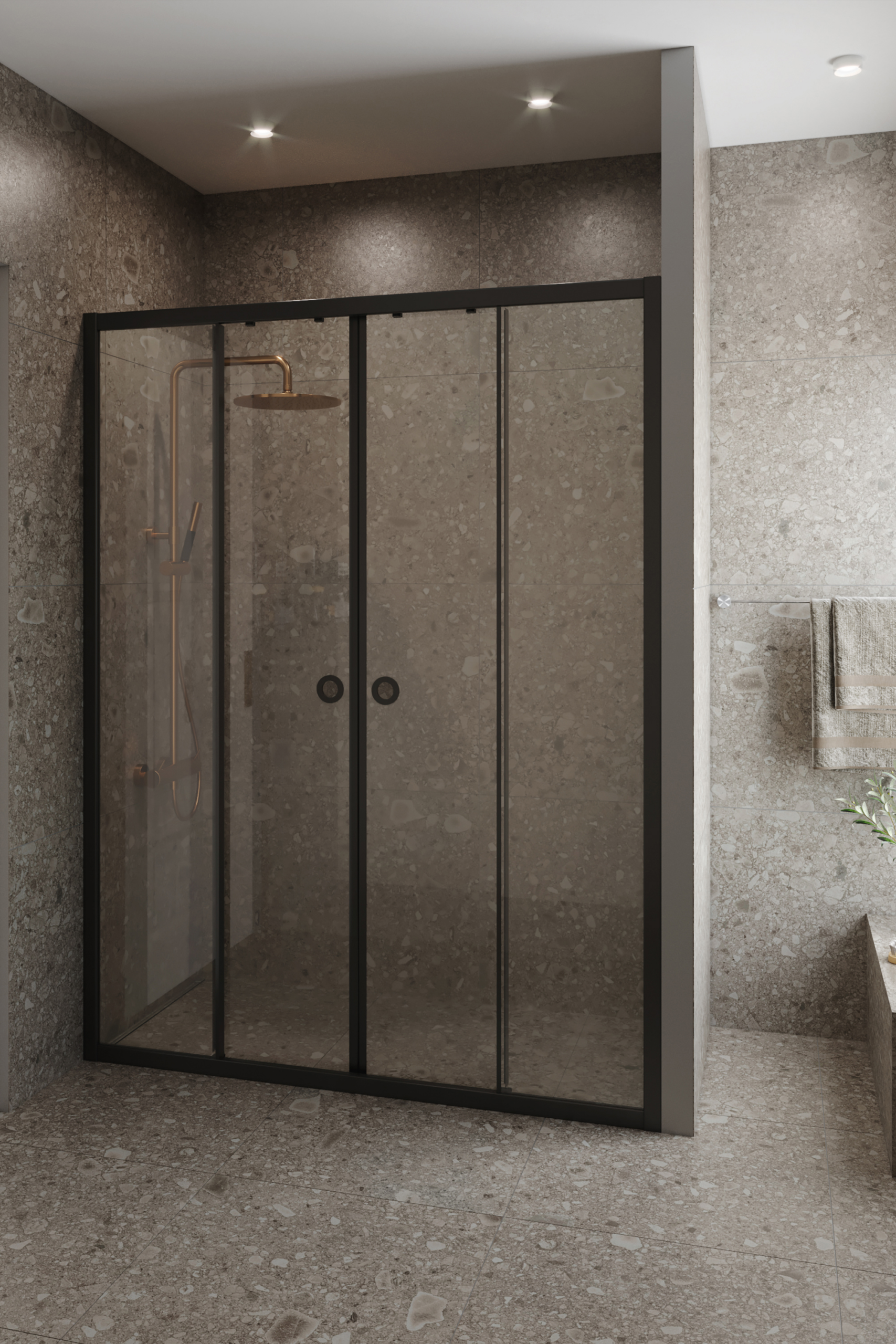 Alcove shower screen Hietakari Forma 464, fixed wall + fixed wall + sliding door + sliding door – 5