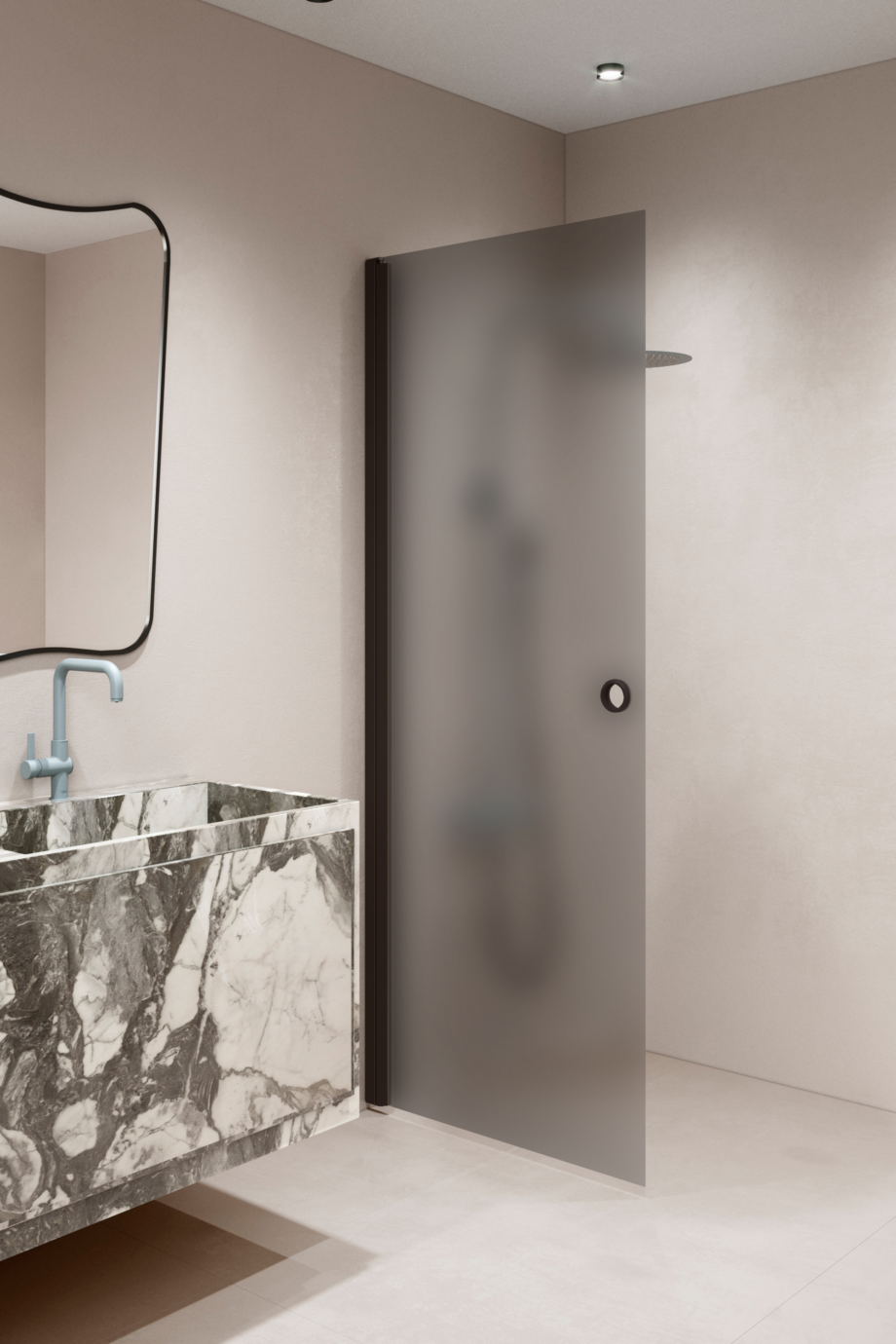 Hinged shower door Hietakari Forma 302, Cocoa frame, grey satin glass Hinged shower door Hietakari Forma 302, Cocoa frame, grey satin glass