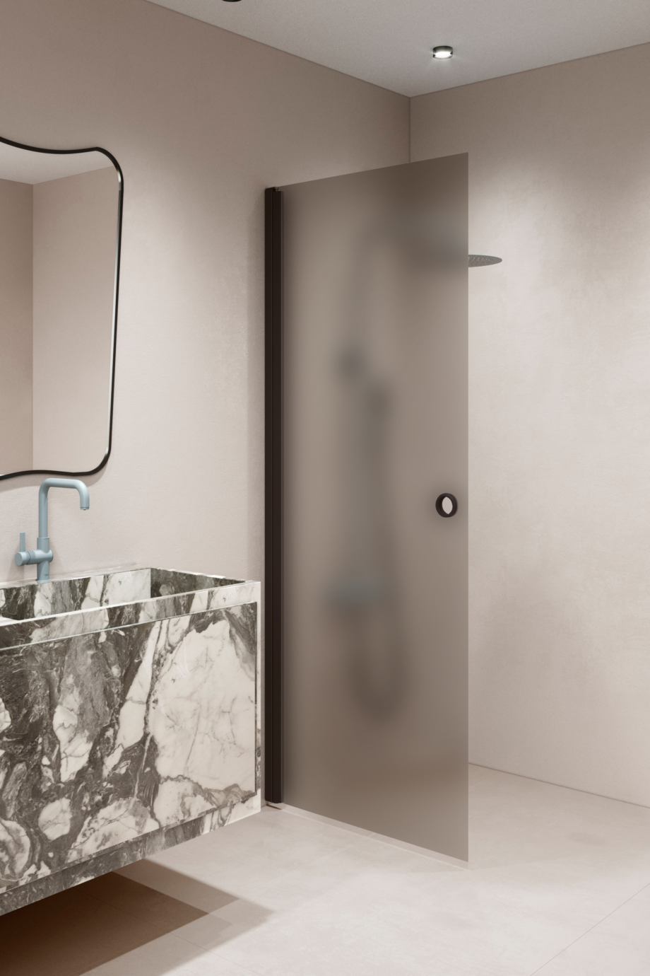 Hinged shower door Hietakari Forma 302, Cocoa frame, brown satin glass Hinged shower door Hietakari Forma 302, Cocoa frame, brown satin glass