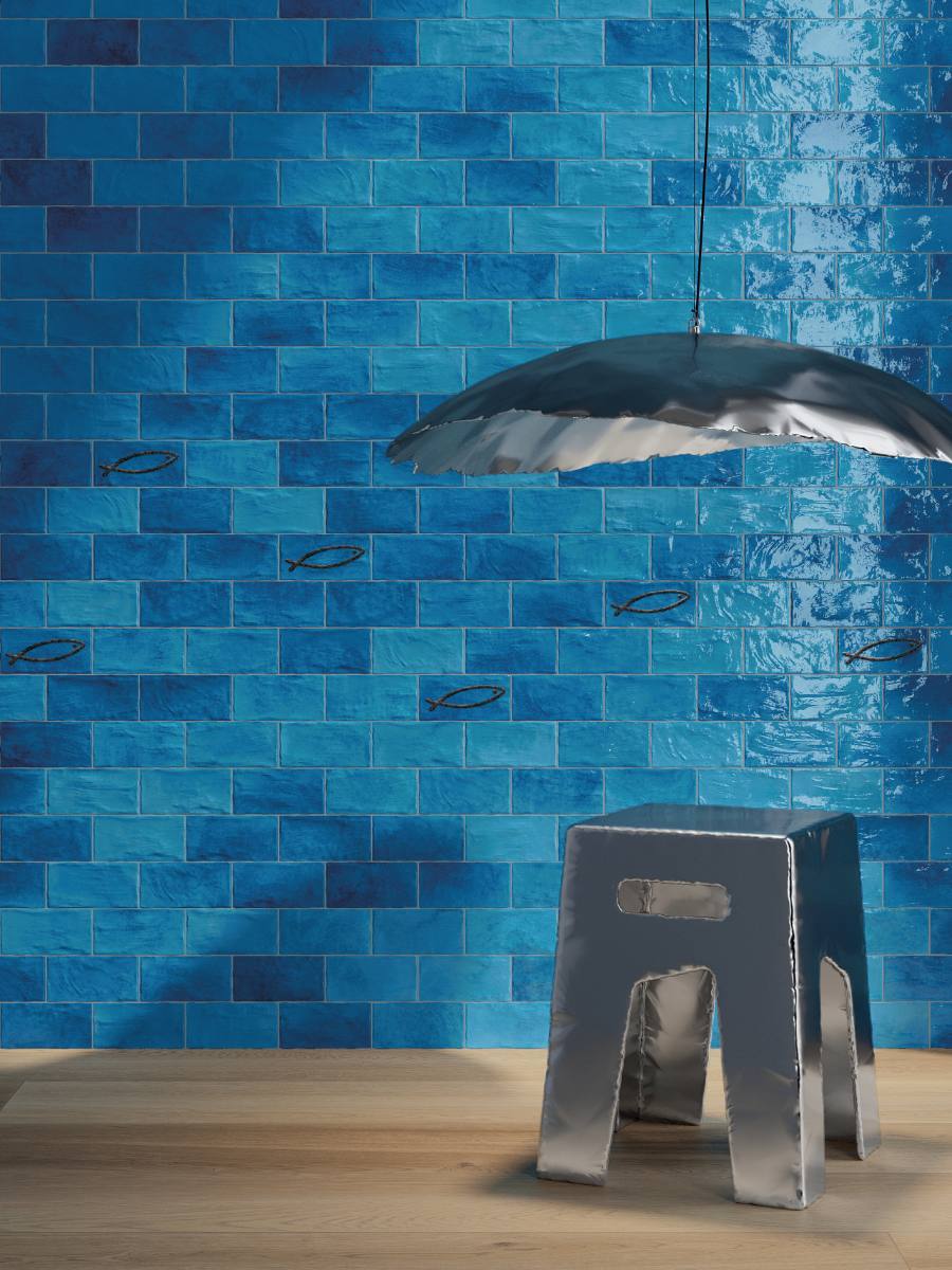 Coloured ceramic wall tile ABK Poetry Colors Blue, 10x10 cm, 8.5 mm, glazed, handcrafted look – 5