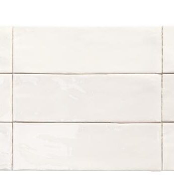Handcrafted-look relief ceramic wall tile Dune Tabarca Blanco, 7.5x23 cm, 9 mm, white