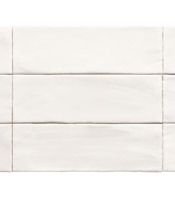 Handcrafted-look relief ceramic wall tile Dune Tabarca Blanco Mate, 7.5x23 cm, 9 mm, white