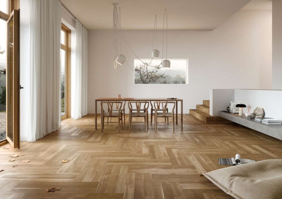 Herringbone Flooring Bauwerk Cleverpark 900 Oak Mandorla 34 oiled brushed – interior Herringbone Flooring Bauwerk Cleverpark 900 Oak Mandorla 34 oiled brushed – 2