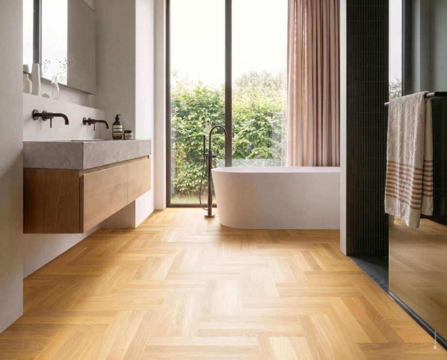 Herringbone Flooring Bauwerk Monopark Oak Nature 15 matt lacquered sanded – interior Herringbone Flooring Bauwerk Monopark Oak Nature 15 matt lacquered sanded – 2