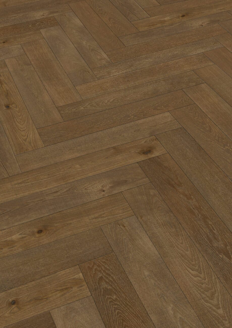 Herringbone parquet Meister Lindura Classic olive grey oak, structured, ultra matt lacquered