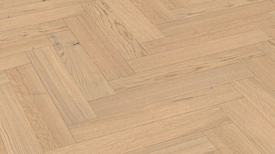 Herringbone parquet Meister, Lindura HS 500, Classic oak cream white 20231, herringbone, 700 x 140 mm, brushed, ultra matt lacquered Herringbone parquet Meister, Lindura HS 500, Classic oak cream white 20231, herringbone, 700 x 140 mm, brushed, ultra matt lacquered
