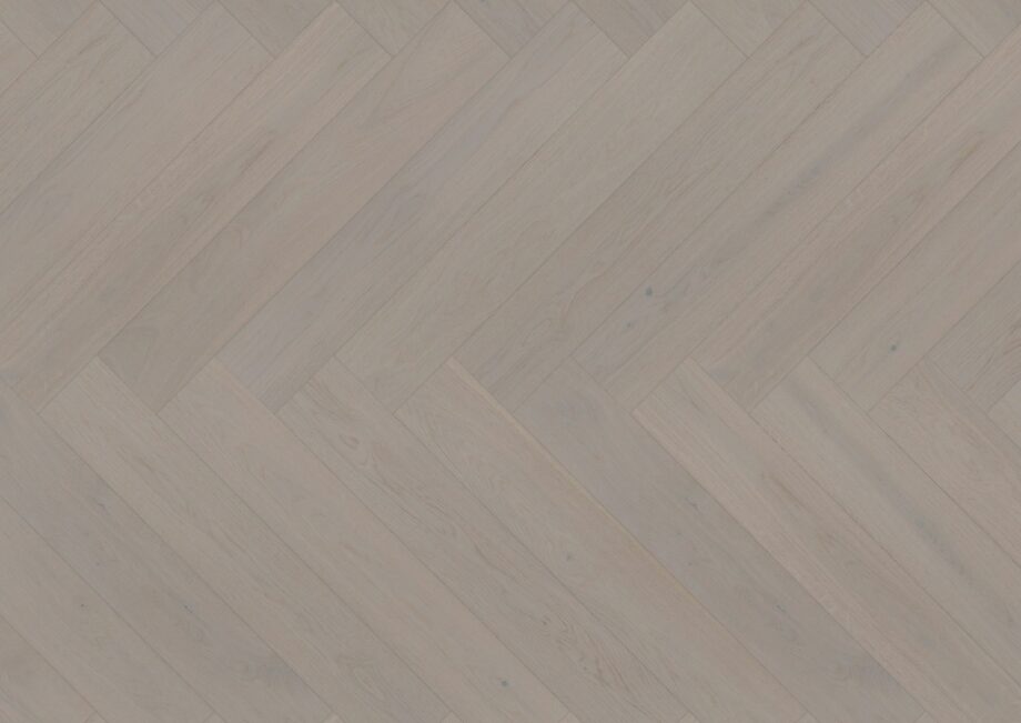 Herringbone Parquet Oak ter Hürne Grey, brushed, bevelled, extra matt lacquer