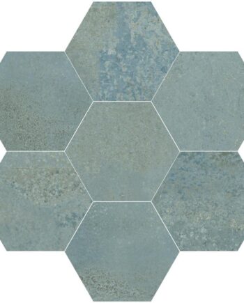 Hexagonal satin porcelain floor tile Dune Magnet Exa Mint, 15x17 cm, 8 mm, mint green