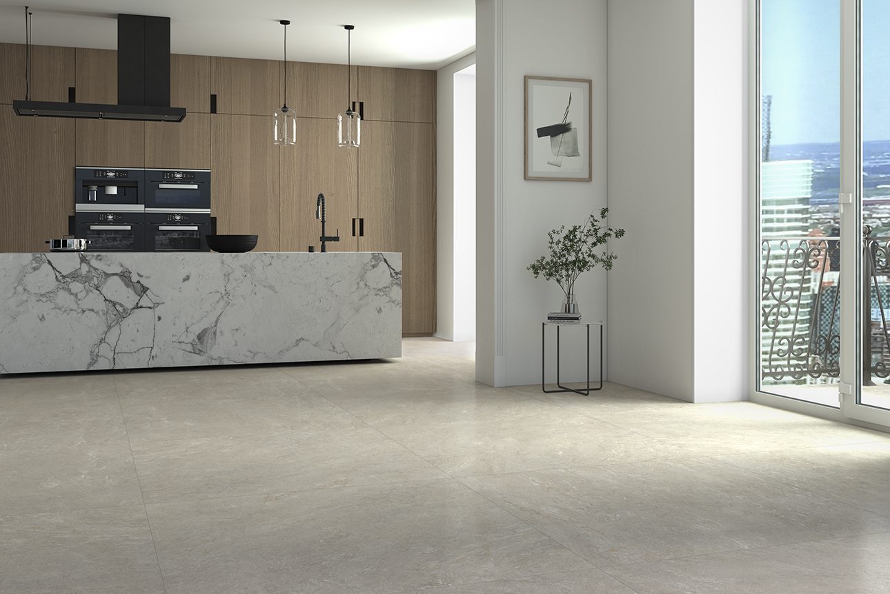 Stone-effect matt porcelain floor tile Tau Caribbean Light Beige, 60x60 cm, 9 mm, light beige, rectified – 2
