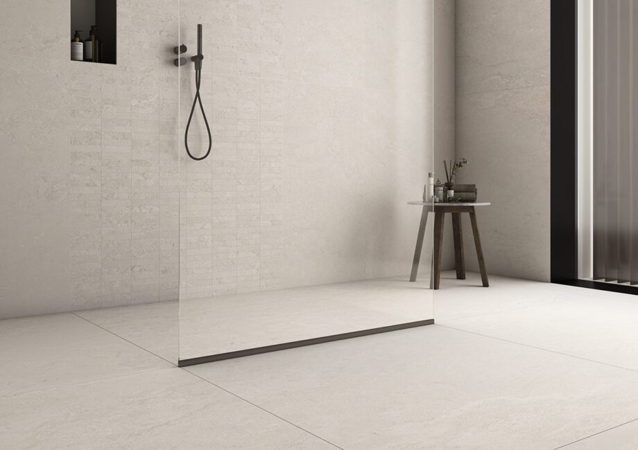 Stone-effect Tau Dorset White, white – view 2 Stone-effect matt porcelain floor tile Tau Dorset White, 60x60 cm, 9 mm, white, rectified – 2