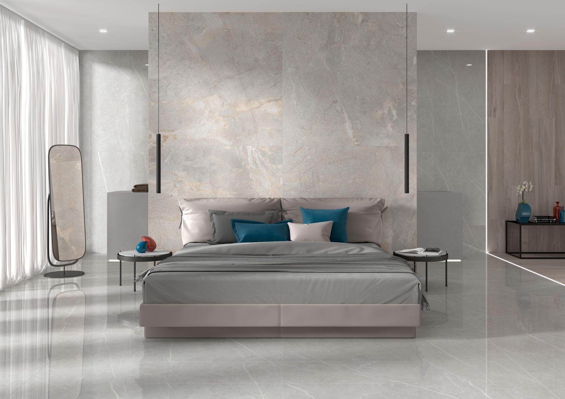 Stone-effect matt porcelain floor tile Tau Mainstone Silver, 60x60 cm, 9 mm, silver grey, R10, rectified – 2