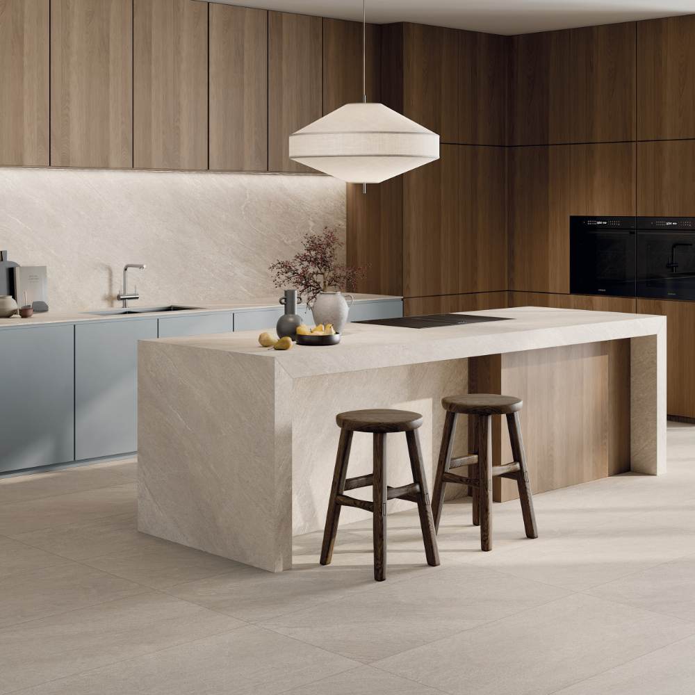 Stone effect large porcelain slab ABK Cliff Ivory, 120x280 cm, 6 mm, natural matt, slip-resistant R10 – 3