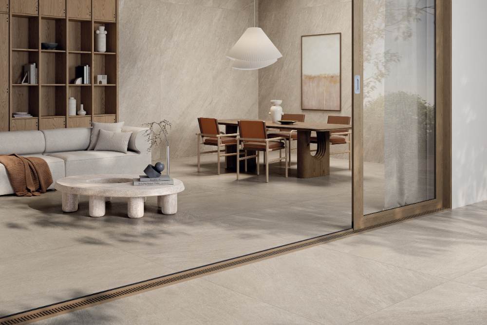 Stone effect porcelain floor tile ABK Cliff Sand, 60x120 cm, 8.5 mm, textured, slip-resistant R11 – 3
