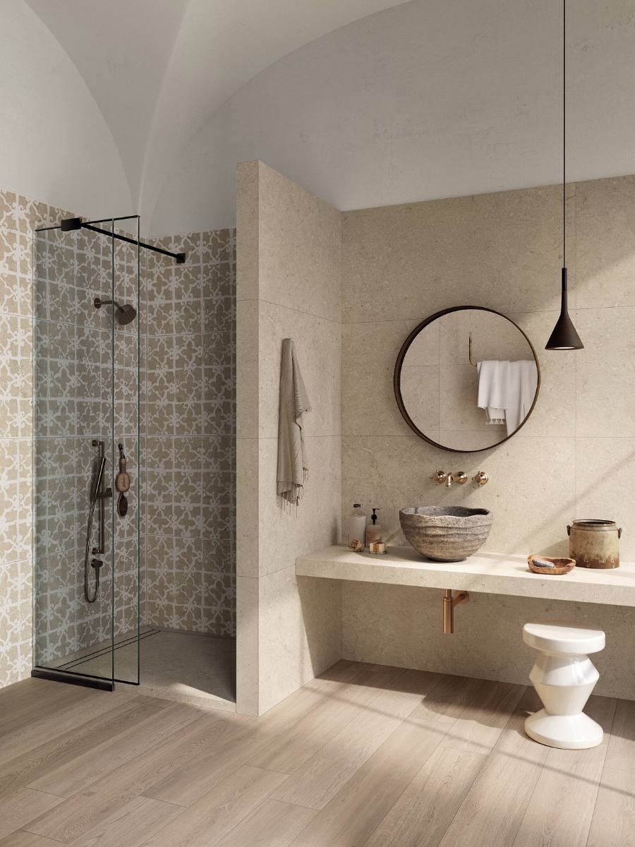 Stone effect outdoor porcelain tile ABK Poetry Stone Trani Beige, 120x120 cm, 20 mm, outdoor, slip-resistant R11 – 5