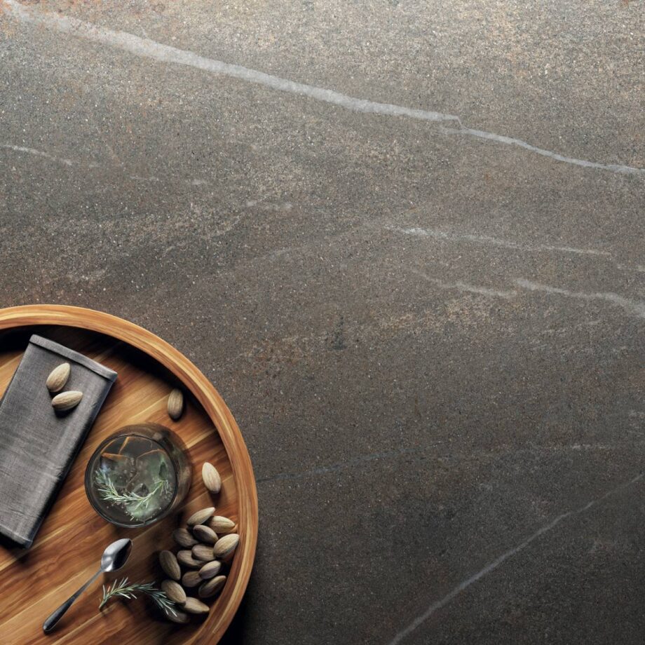 Stone effect porcelain ABK Poetry Stone Mud – view 2 Stone effect decorative porcelain tile ABK Poetry Stone Traces Mud, 60x120 cm, 8.5 mm, matt – 5