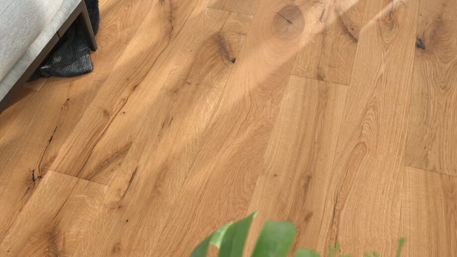 Parquet Floor Oak Markant 1-strip bevelled brushed oiled – view 5 Parquet Floor Oak Markant 1-strip bevelled brushed oiled – 5