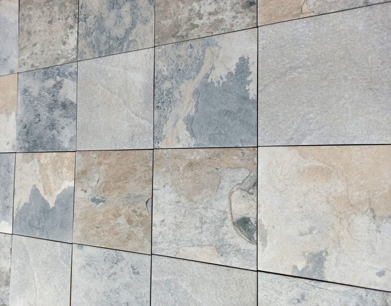 Anti-slip slate-effect porcelain floor tile Dune Ardesia Chiara Anti-Slip, 14.7x14.7 cm, 8 mm, light quartzite grey, R12 – 2