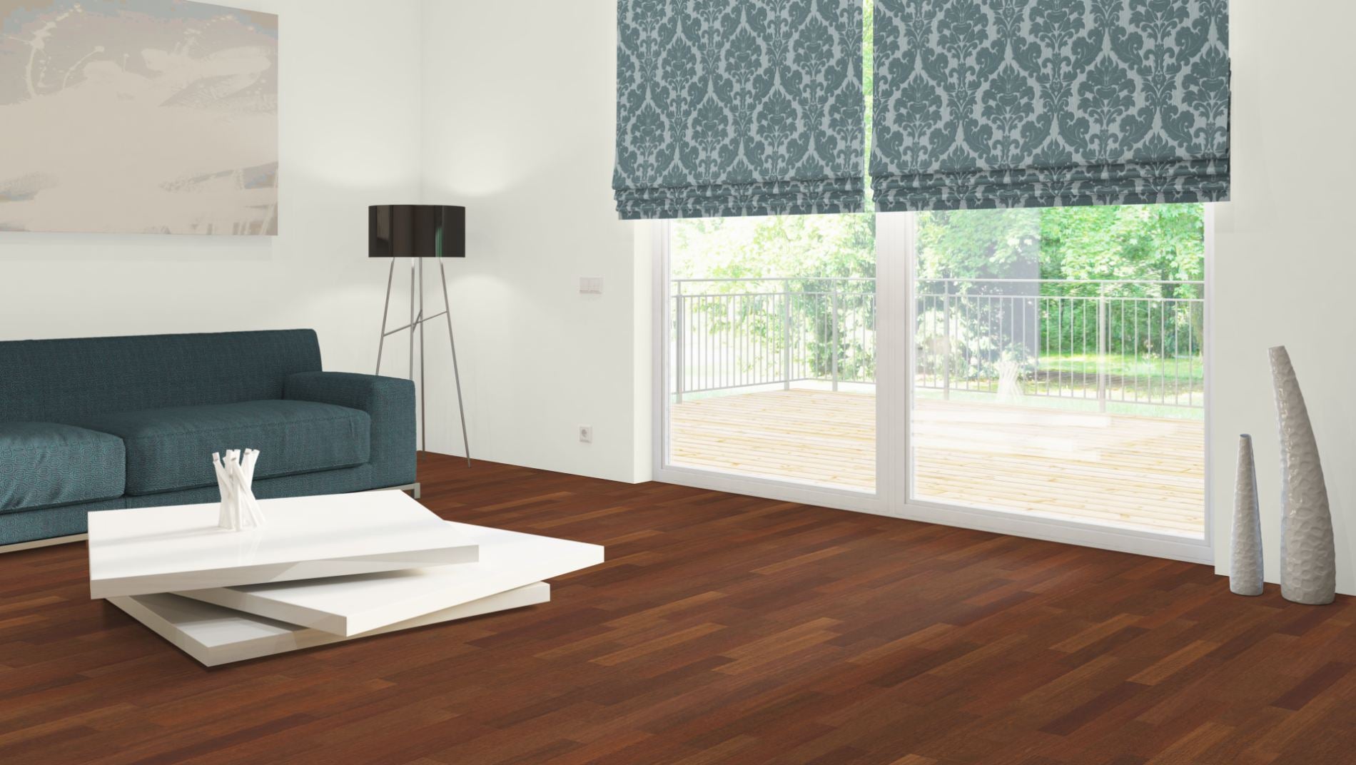 Merbau Parquet Flooring Natur, solid strip parquet, unfinished, 15 x 70 x 500 mm – 3