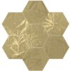 188604-1 Kuusnurkne troopilise taimemustriga portselanplaat Dune Magnet Tropic Gold, 15x17 cm, 8 mm, kuldne