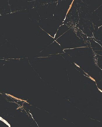 Marble-effect matt porcelain floor tile Marie Show Black, 60x120 cm, 8 mm, black