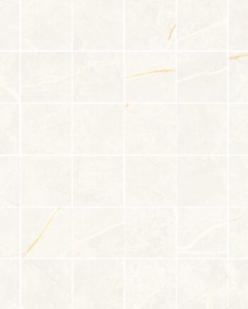 Marble-effect matt porcelain mosaic tile Tau Elite White 5x5, 30x30 cm, white