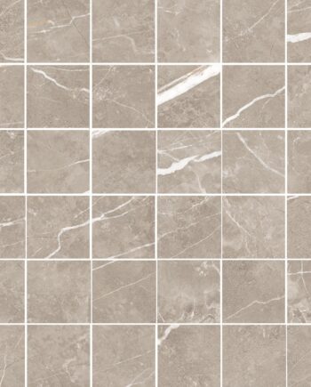 Marble-effect polished porcelain mosaic tile Tau Elite Greige 5x5 Pol, 30x30 cm, greige