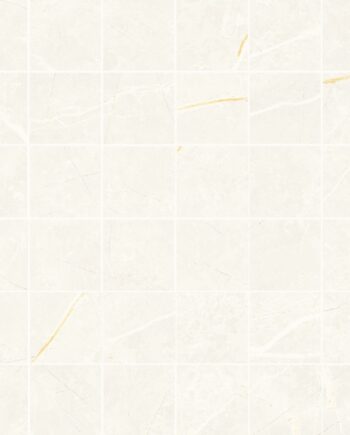 Marble-effect polished porcelain mosaic tile Tau Elite White 5x5 Pol, 30x30 cm, white