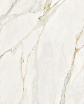 Marble effect porcelain slab ABK Sensi Signoria Calacatta Michelangelo, 120x280 cm, 6 mm, soft satin