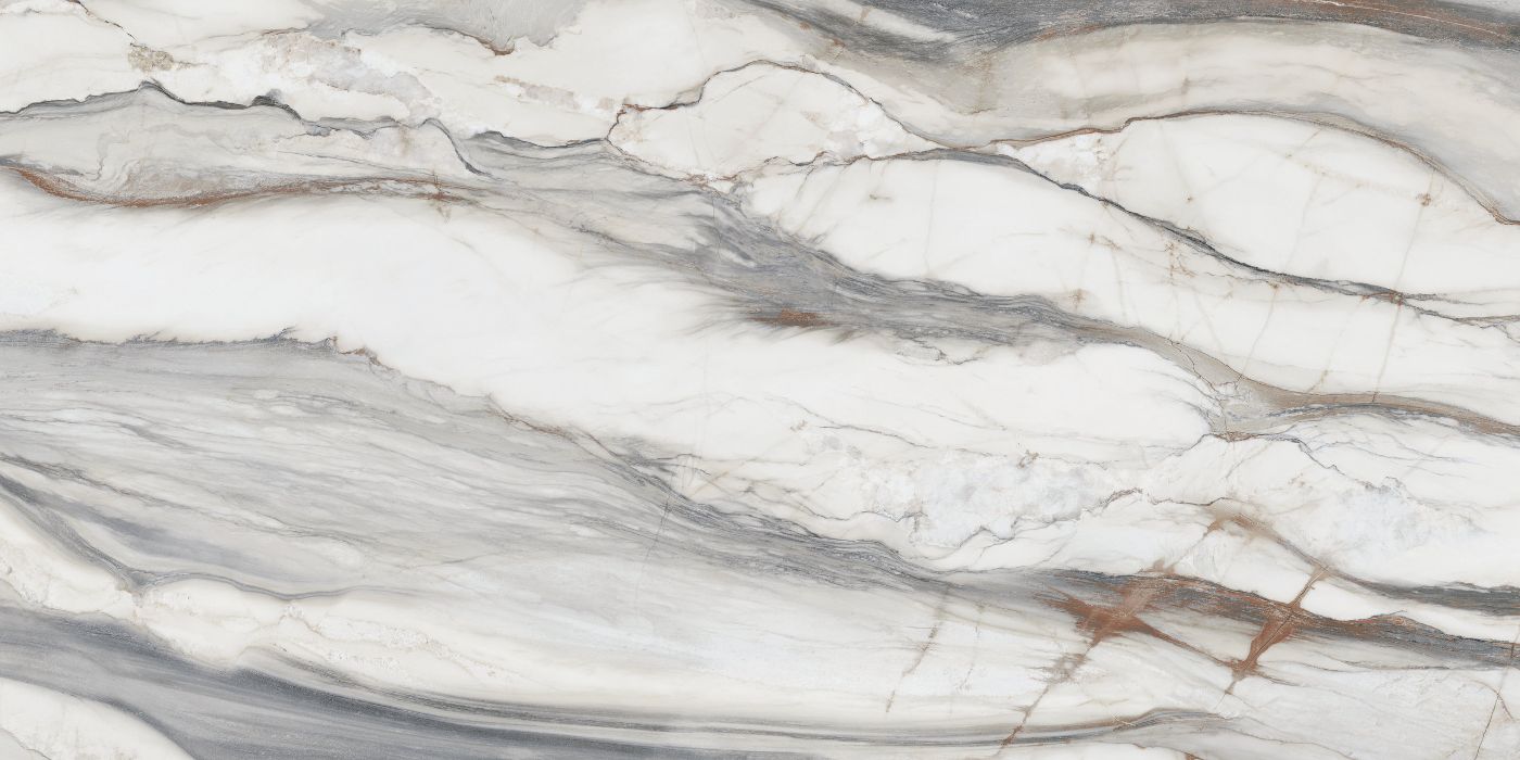 Marble effect porcelain tiles ABK Sensi 900 Oyster White, 60x120 cm, 8.5 mm, polished (lux)