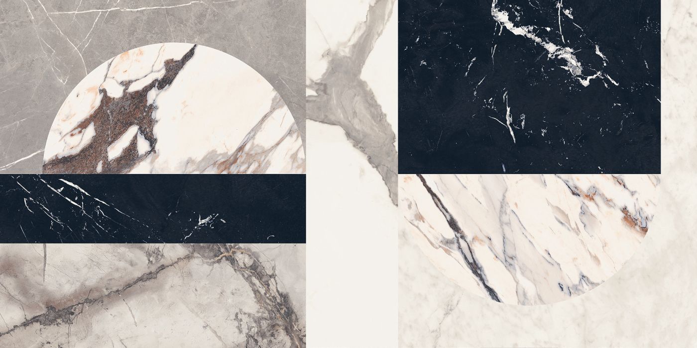 Marble effect porcelain tiles ABK Sensi Up Intarsia, 60x120 cm, 8.5 mm, polished (lux)