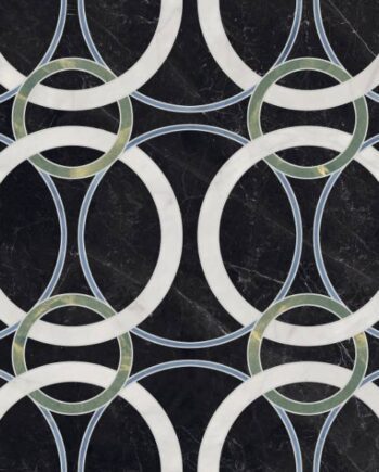 Marble mosaic effect porcelain tile ABK Sensi Fantasy Circular, 60x120 cm, 8.5 mm, polished 3D textured (lux 3D)
