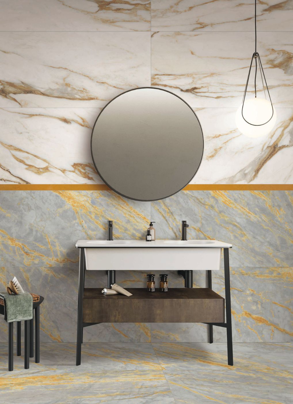 Marble effect porcelain tiles ABK Sensi Signoria Calacatta Vena Oro, 120x120 cm, 8.5 mm, polished (lux) – 4