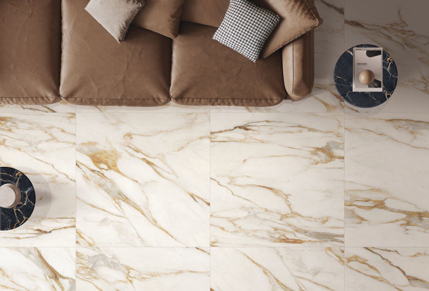 Marble effect porcelain tiles ABK Sensi Signoria Calacatta Vena Oro, 120x120 cm, 8.5 mm, polished (lux) – 5
