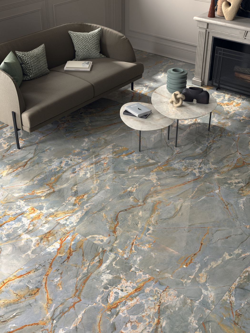 Marble effect porcelain tiles ABK Sensi Signoria Grigio Siena, 120x120 cm, 8.5 mm, polished (lux) – 4