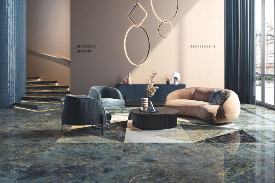 Marble effect ABK Sensi Signoria Labradorite – view 5 Marble effect porcelain tiles ABK Sensi Signoria Labradorite, 120x120 cm, 8.5 mm, polished (lux) – 5