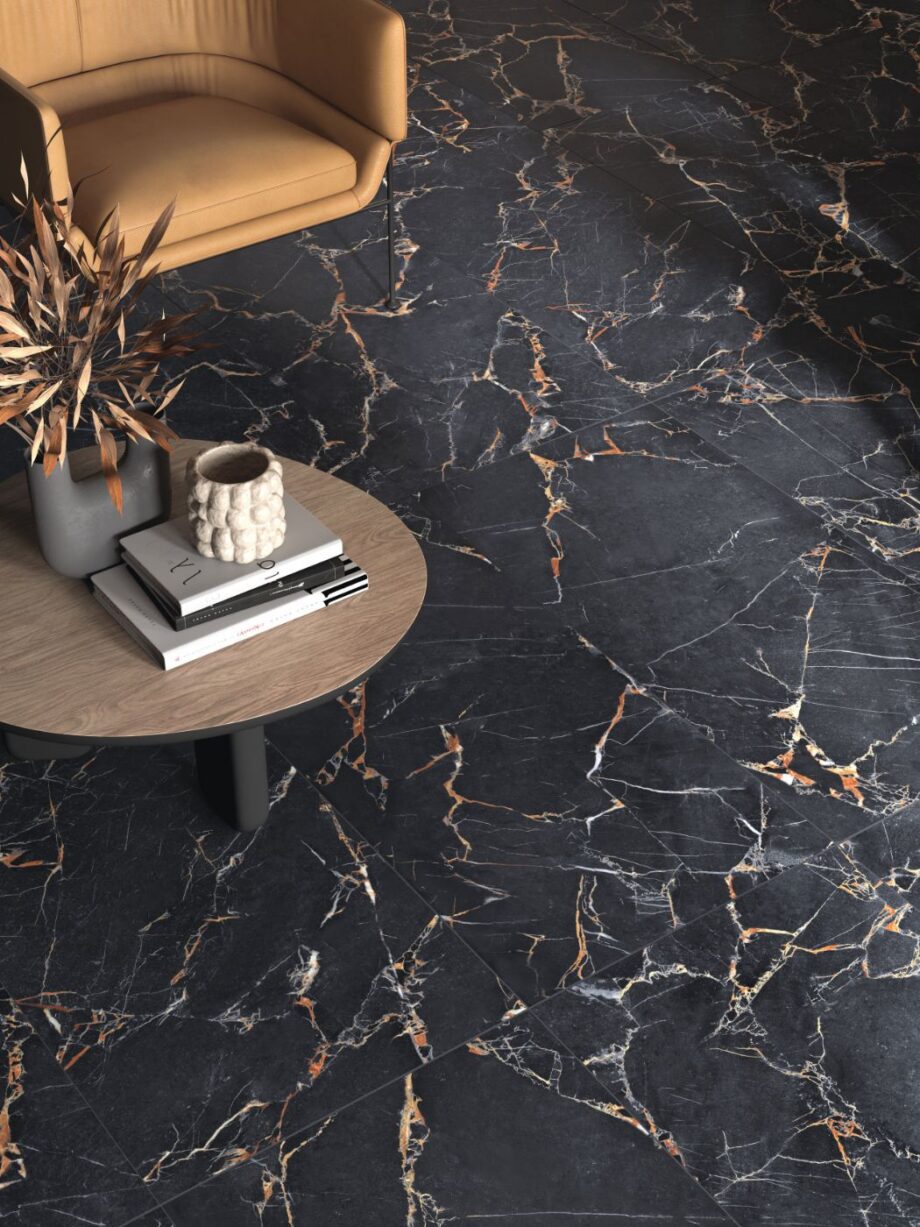 Marble effect ABK Sensi Signoria Port Gold – view 4 Marble effect porcelain tiles ABK Sensi Signoria Port Gold, 120x120 cm, 8.5 mm, polished (lux) – 4