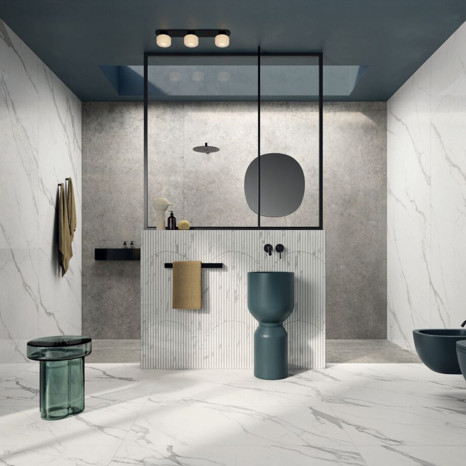 Marble effect ABK Sensi Signoria Statuario Light – view 3 Marble effect porcelain tiles ABK Sensi Signoria Statuario Light, 60x120 cm, 8.5 mm, polished (lux) – 3