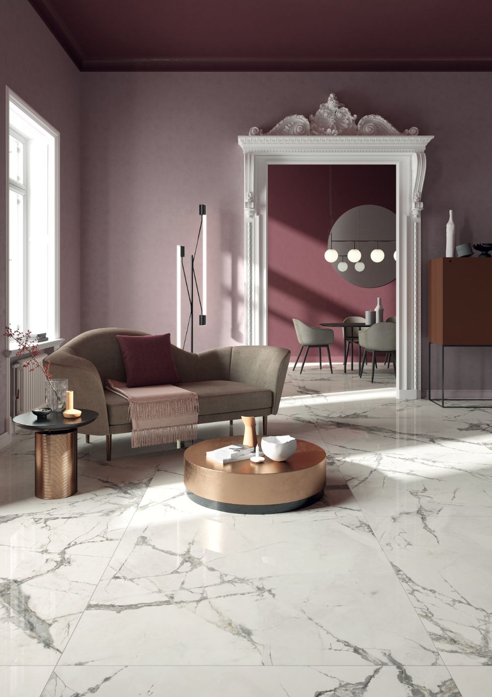 Marble effect porcelain tiles ABK Sensi Up Invisible Pearl, 120x120 cm, 8.5 mm, polished (lux) – 4