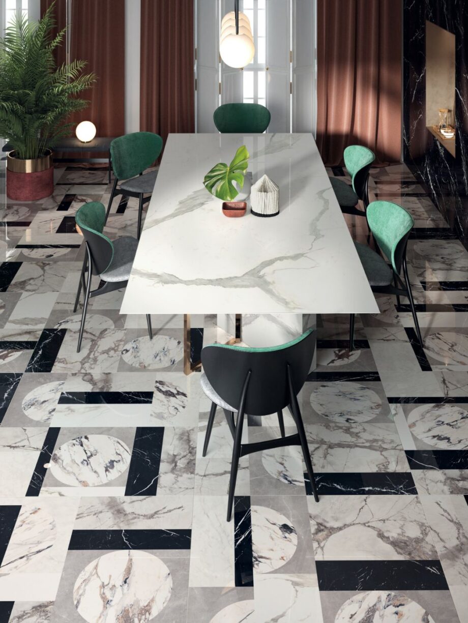 Marble effect porcelain tiles ABK Sensi Up Intarsia, 60×120 cm, 8.5 mm, polished (lux) – view 3 Marble effect porcelain tiles ABK Sensi Up Intarsia, 60x120 cm, 8.5 mm, polished (lux) – 3